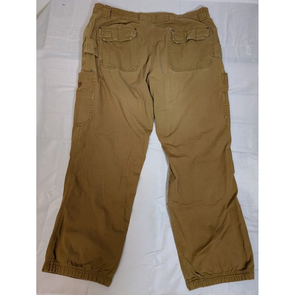 Duluth Trading Co 36/34 Flex Fire Hose Relaxed Cargo Pants Mens Tan Brown Work - Picture 9 of 14